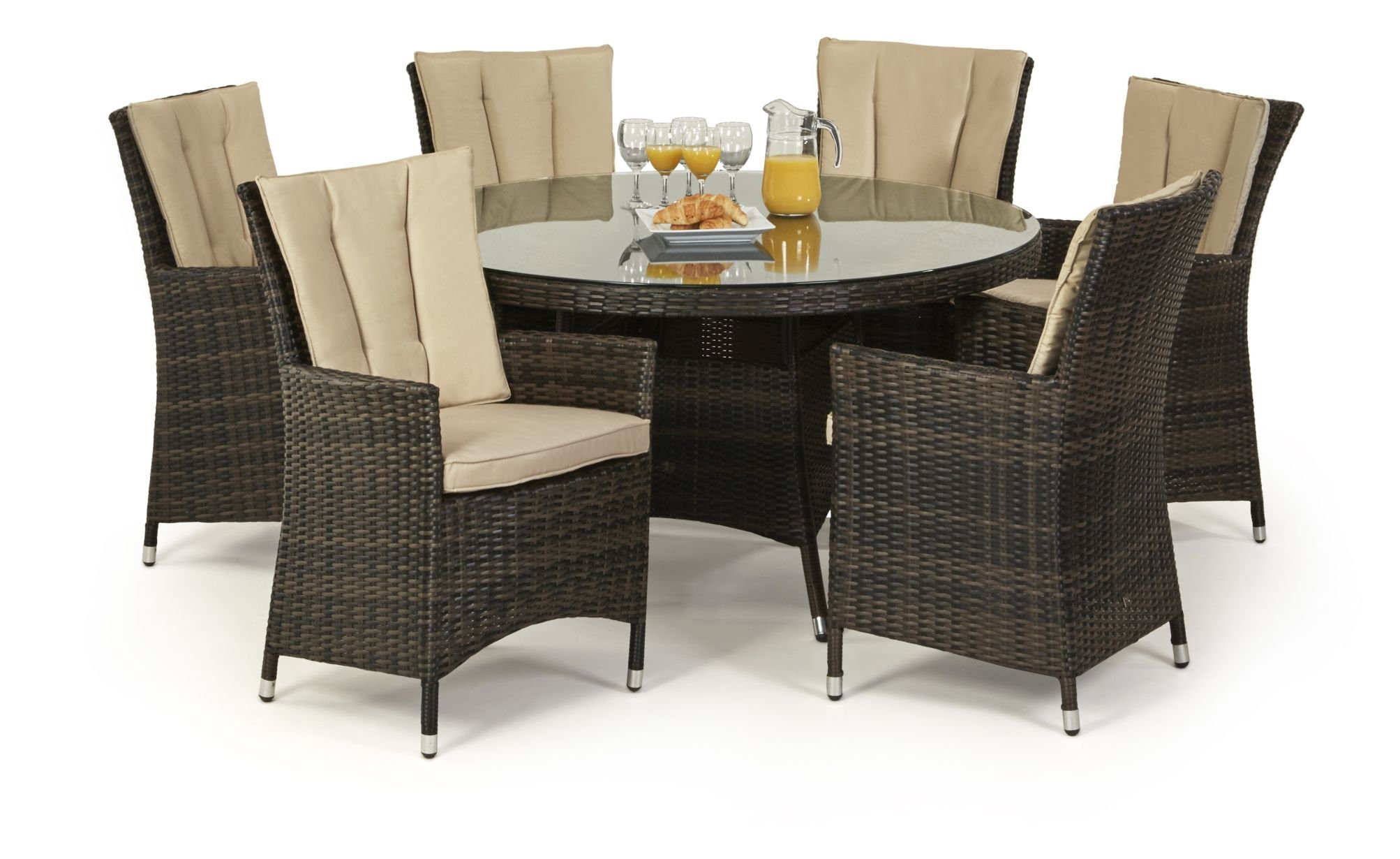 LA 6 Seat Round Dining Set | Brown