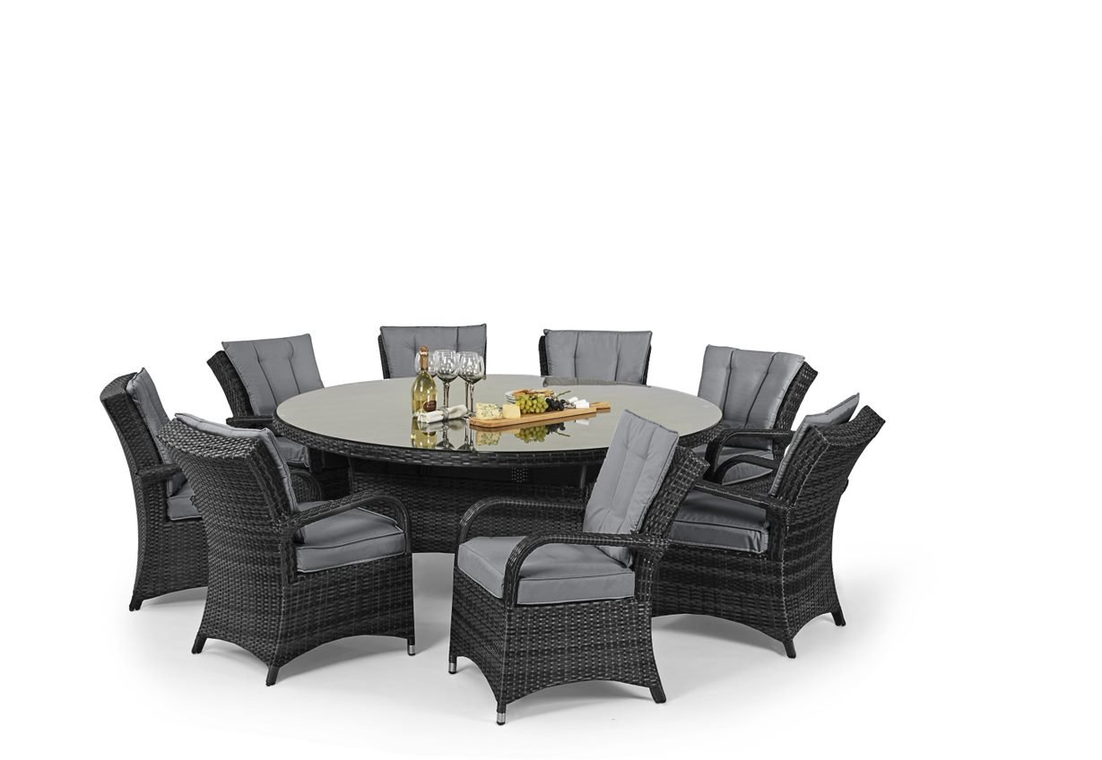Texas 8 Seat Round Dining Set | Grey
