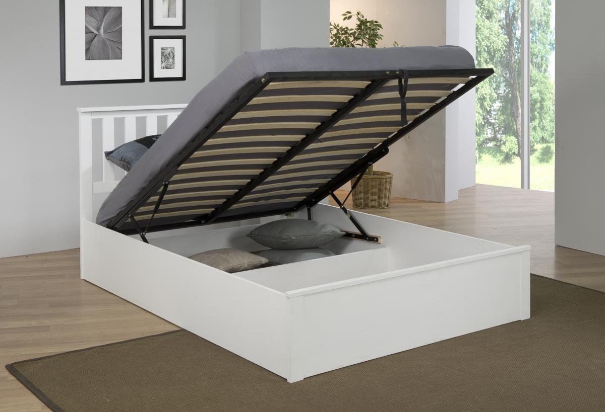 Amazing Zoe Storage King Size Bed Solid Rubberwood White Online