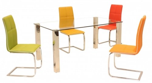 100% Oak Valita PU Chairs Chrome
