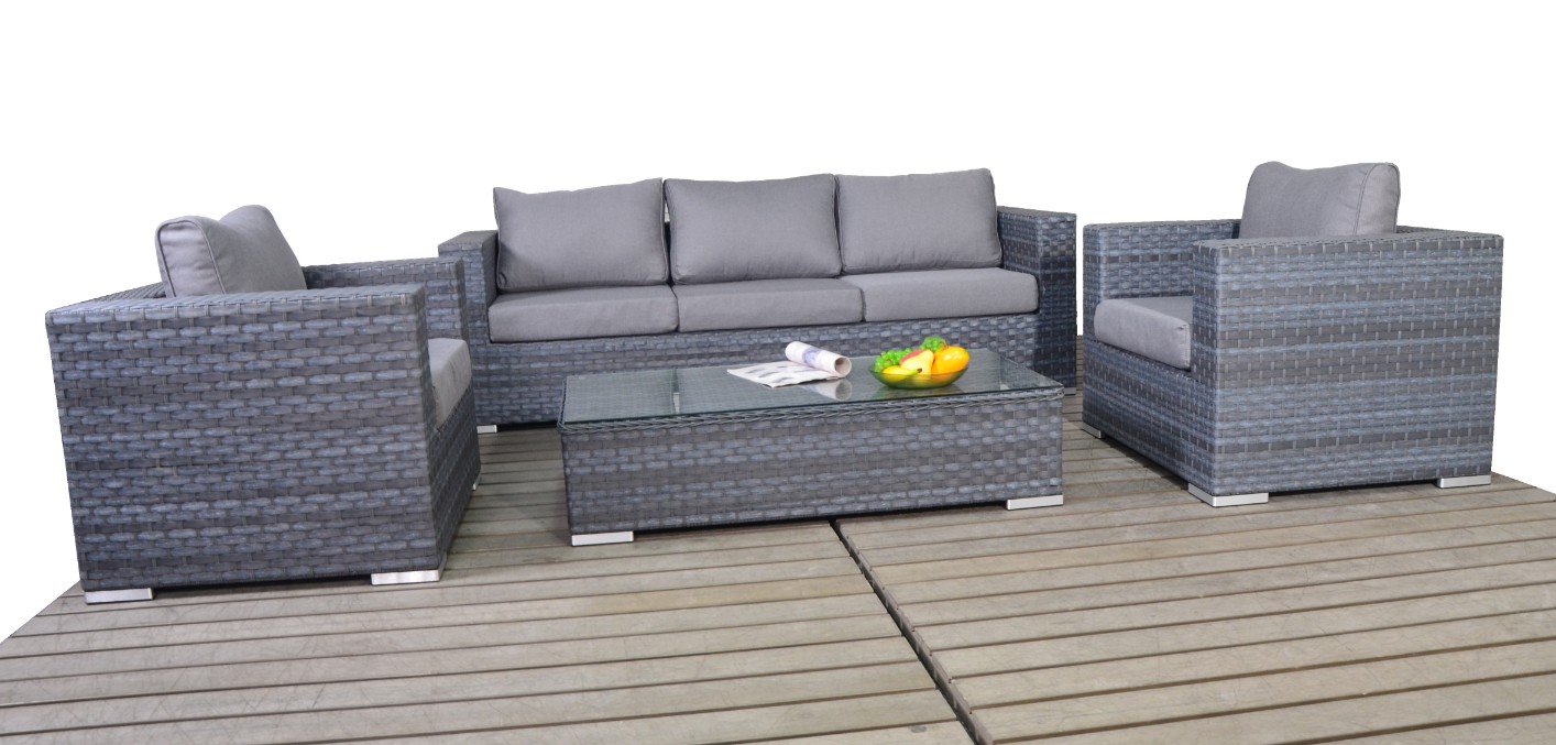Cheap Garden Platinum Grey Large Sofa Set Furniture Online | Furniture Villa