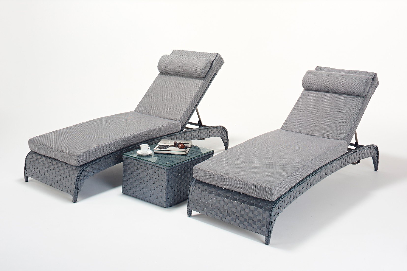Cheap Garden Platinum Grey Lounger Pair Furniture Online | Furniture Villa
