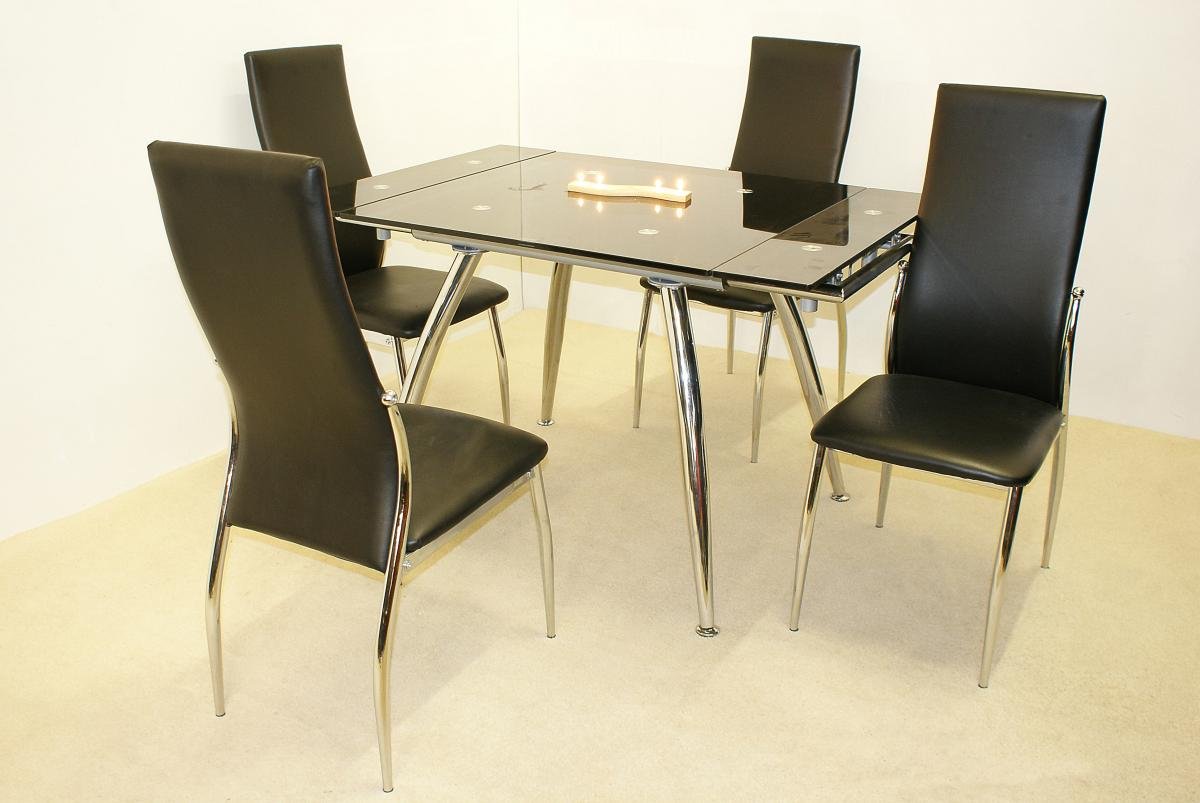Buy Oak Magna Extending Table Black & Chrome Online