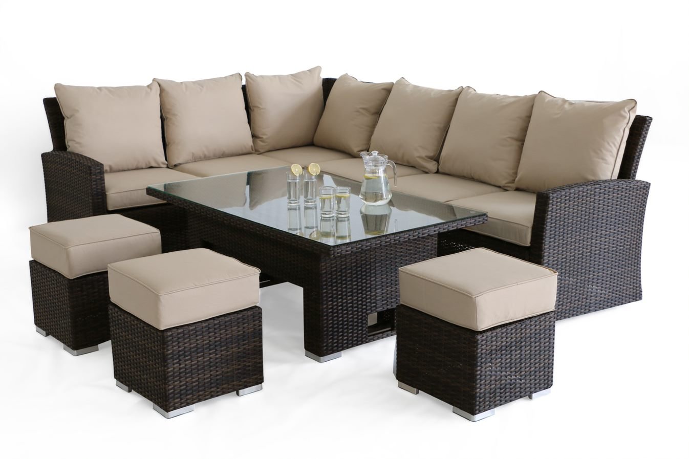 Rattan - Kingston Corner Dining Set With Rising Table
