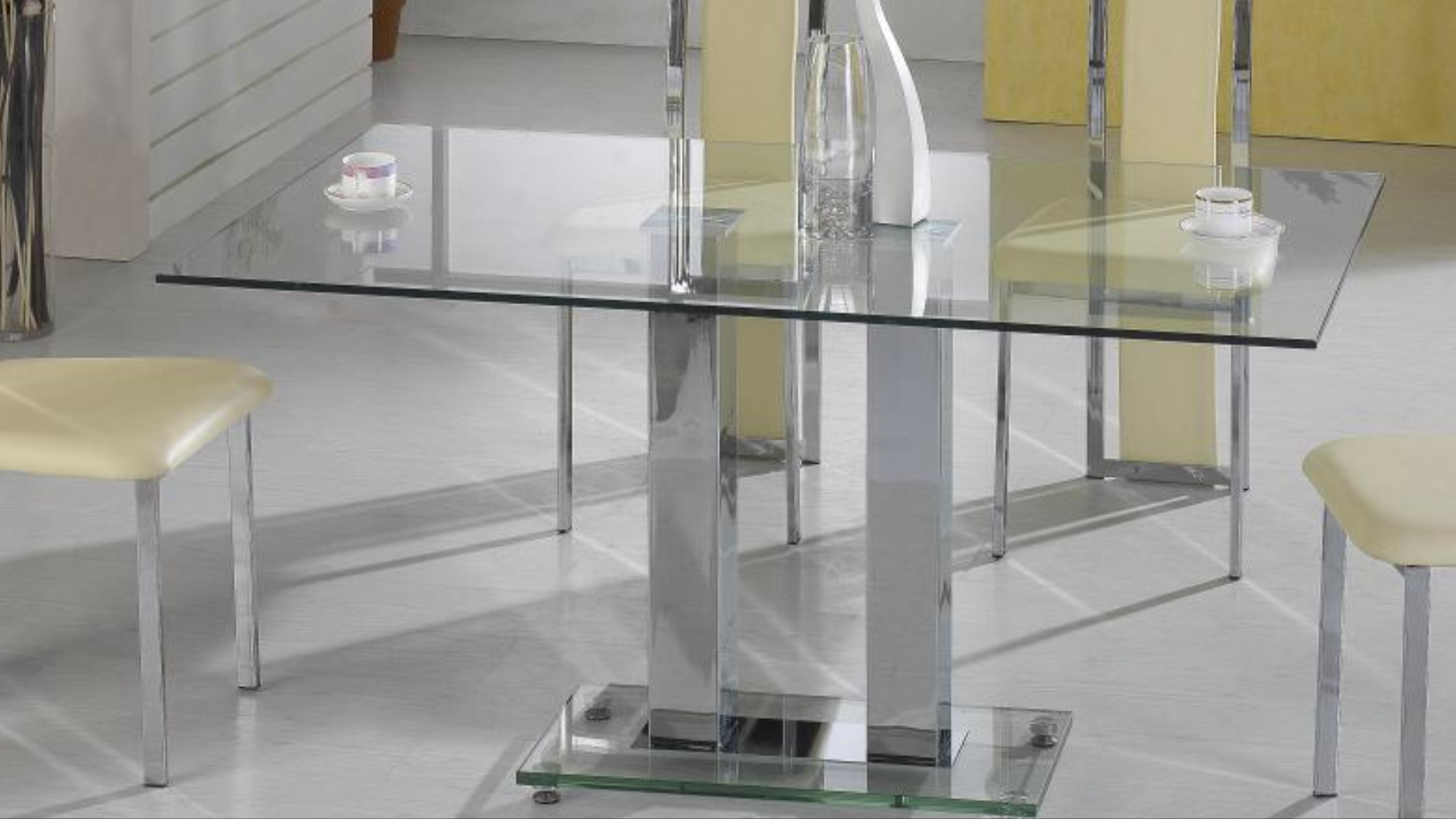 100% Oak Ankara Large Dining Table Chrome