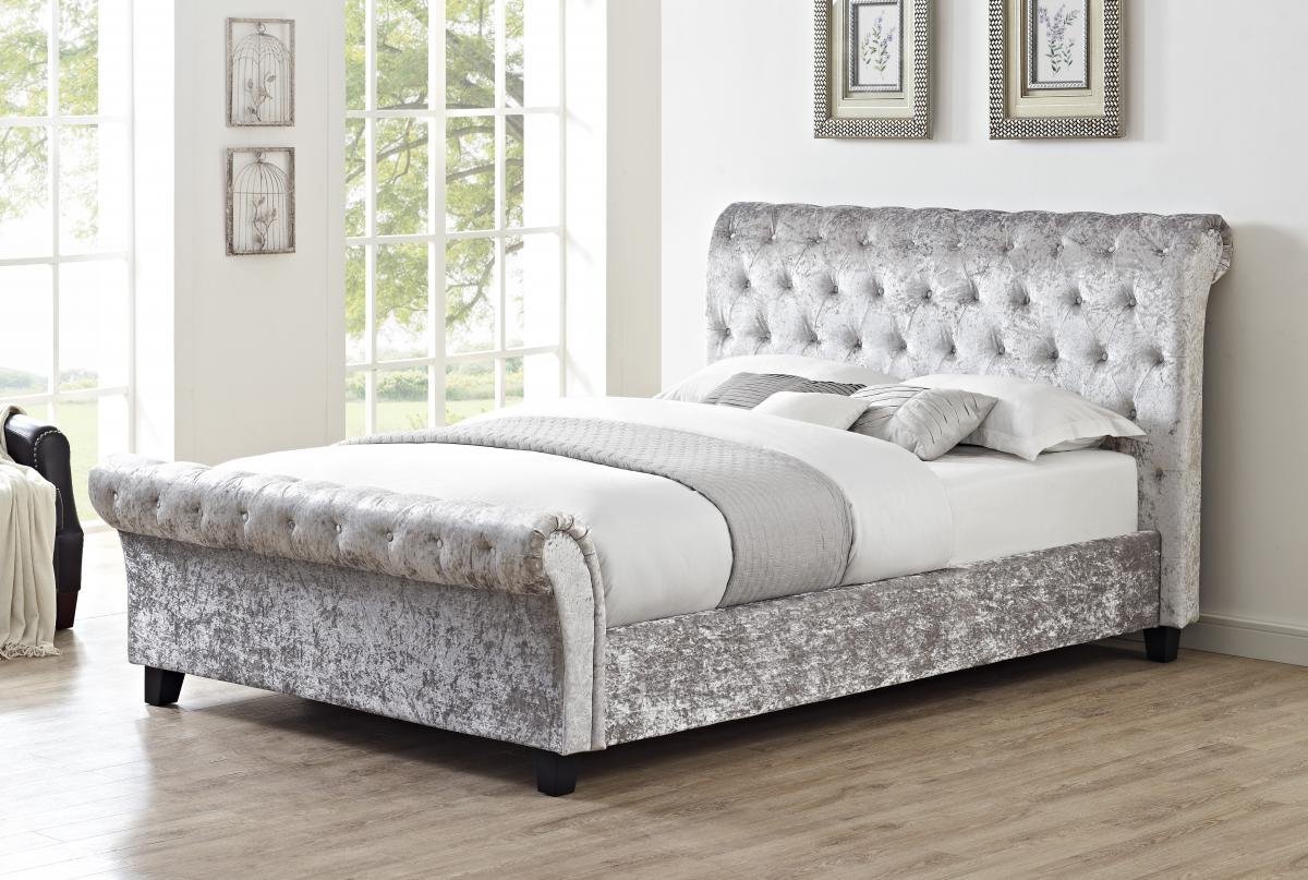 Amazing Casablanca HFE Crushed Velvet King Size Bed Grey Online