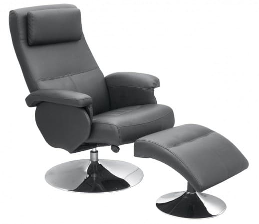 Great Discount on Denton Recliner with Footstool PU & PVC Black | Oak Furniture Online