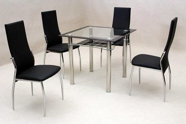 100% Oak Jazo Black Dining Table Chrome 4 Lazio Chairs