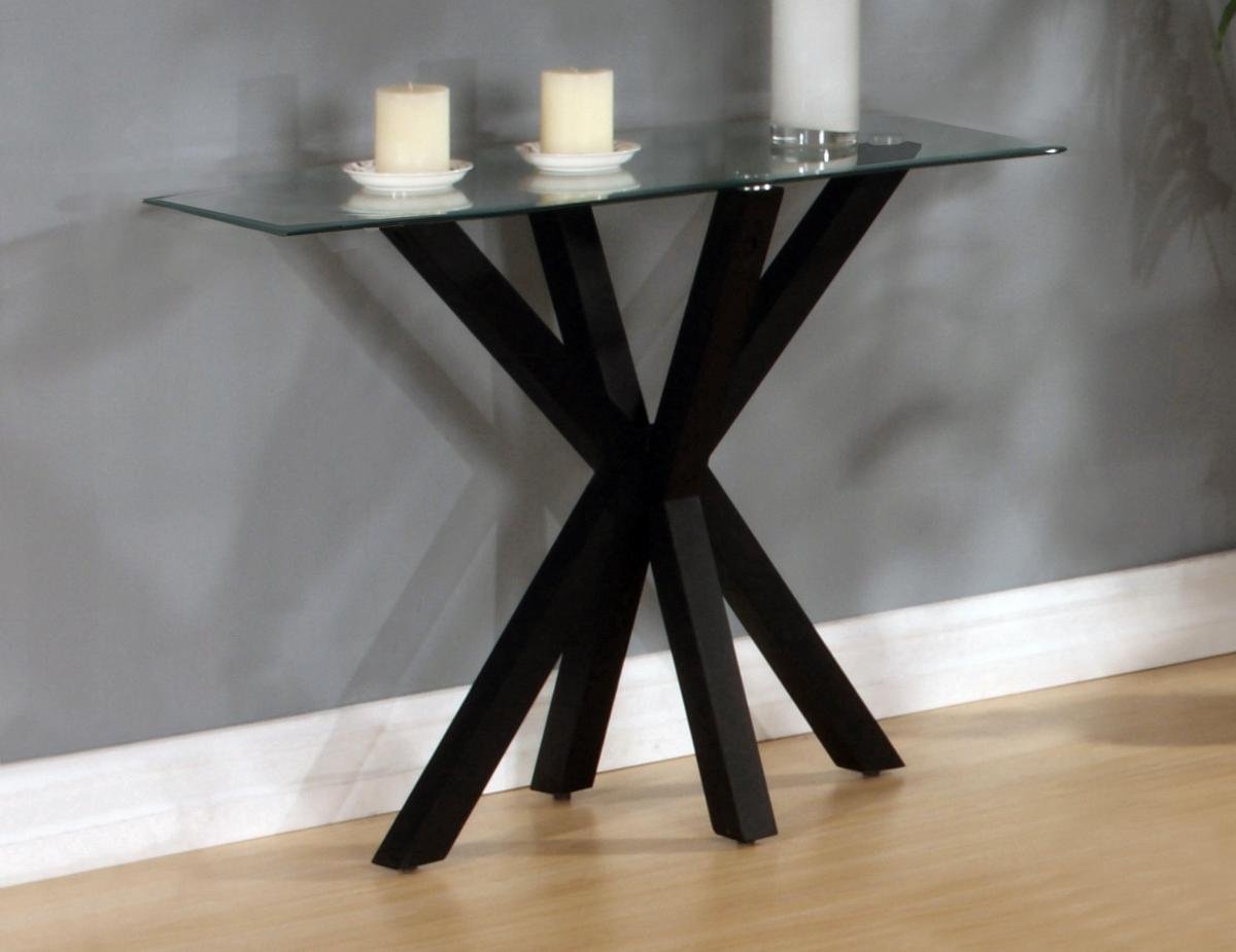 100 % Solid Oak Langley Gloss Console Table Black | Furniture Villa