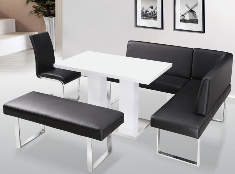 Stunning Dining Room Liberty Bench Straight with No Back PU & Chrome