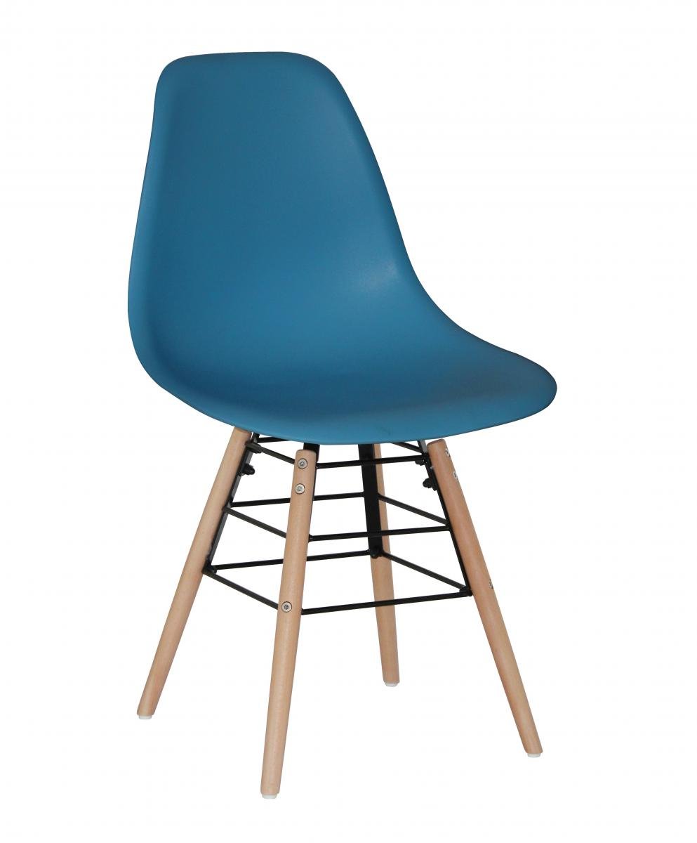 100% Oak Lilly Plastic (PP) Chairs with Solid Beech Legs Dark Blue