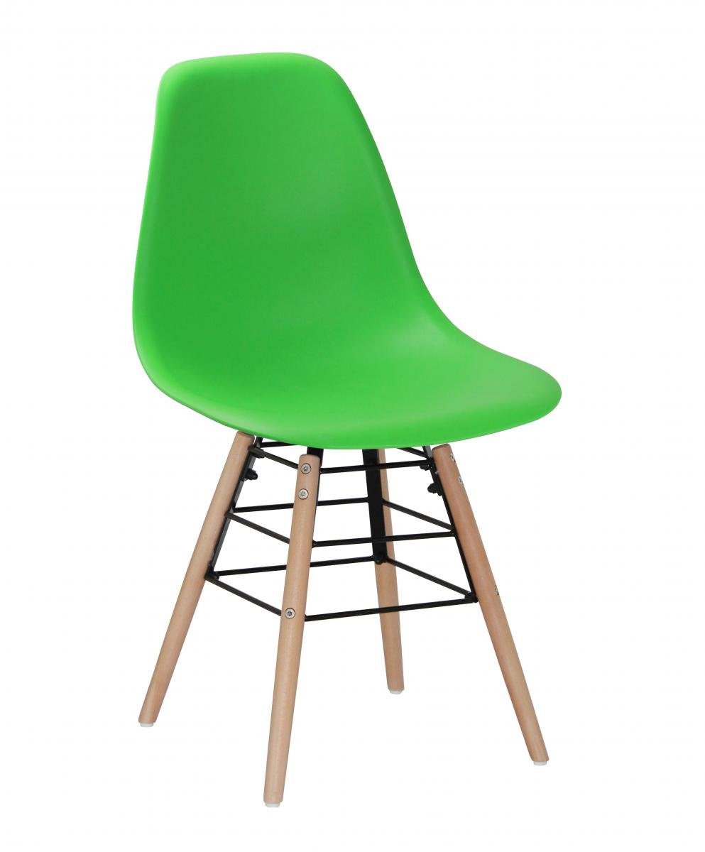 Lilly Plastic (PP) Chairs with Solid Beech Legs Green