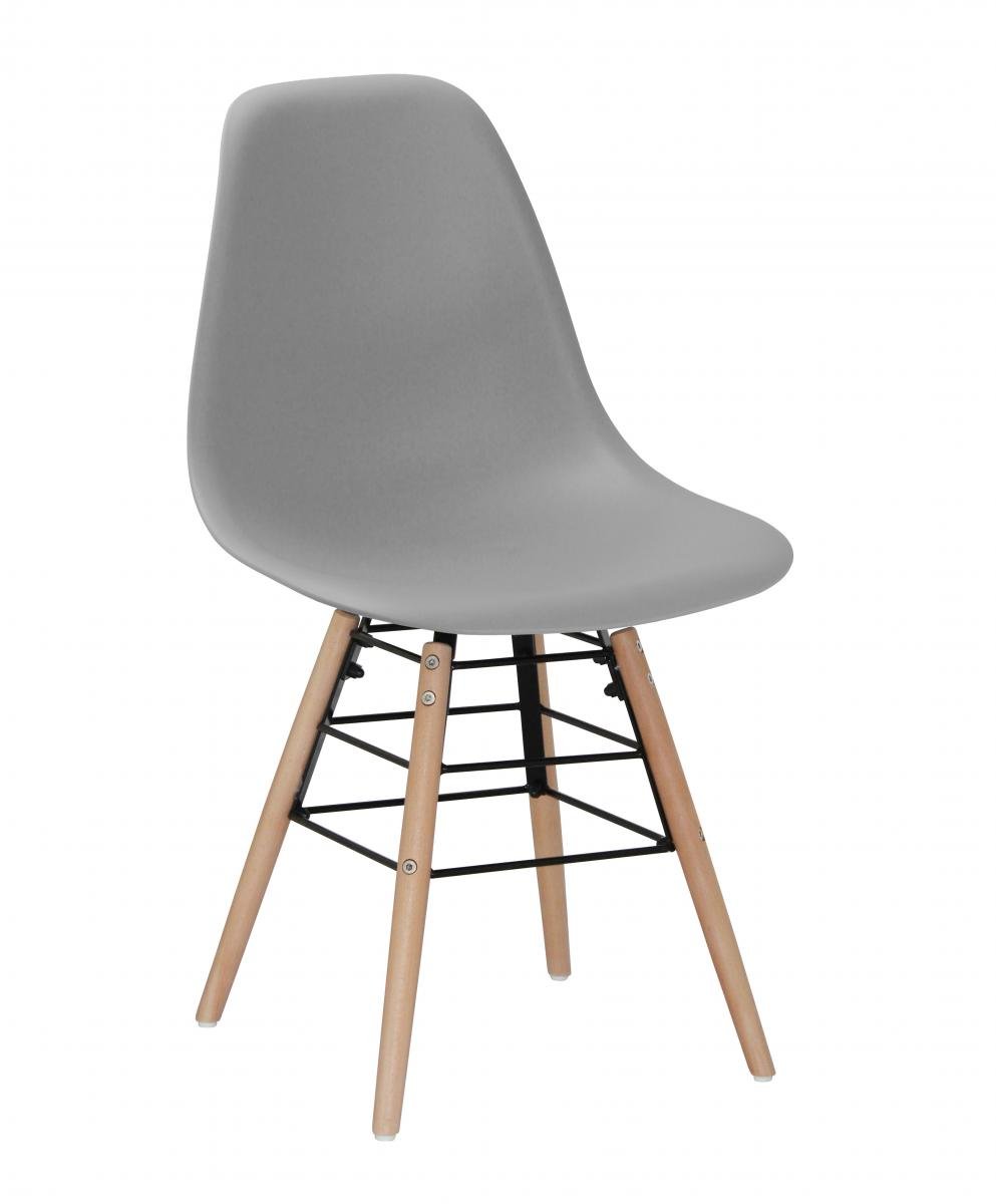 100% Oak Lilly Plastic (PP) Chairs with Solid Beech Legs Light Grey