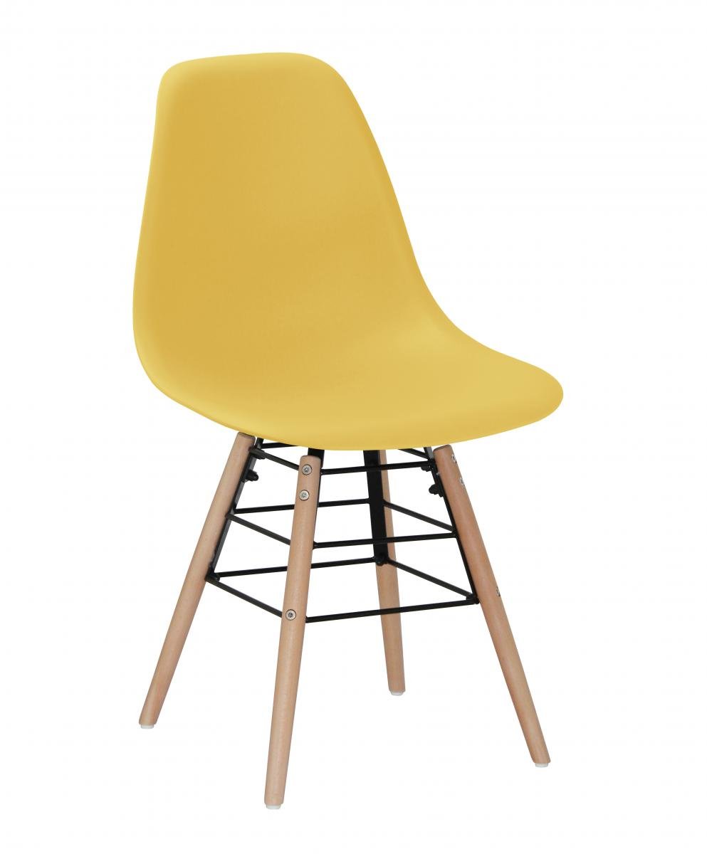 Oak Lilly Plastic (PP) Chairs with Solid Beech Legs Yellow
