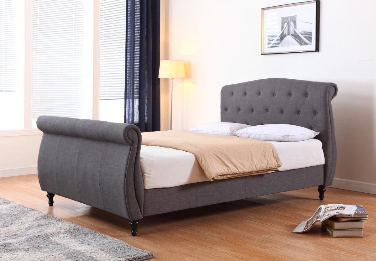 Marianna Linen Double Bed Dark Grey Online