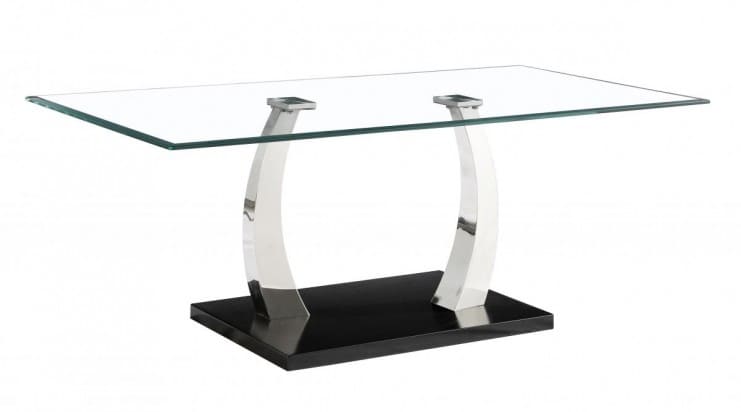 100% Oak Phoenix Glass Dining Table with Stainless Steel Base