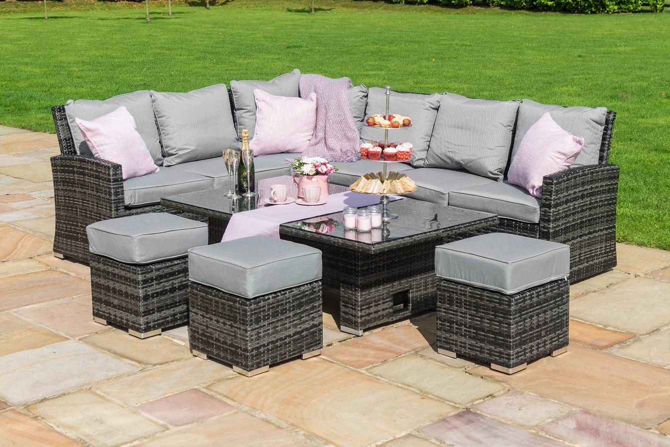 Rattan Kingston Corner Dining Set With Rising Table