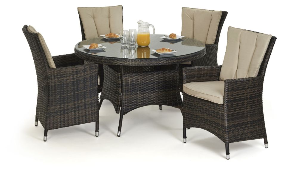 LA 4 Seat Round Dining Set